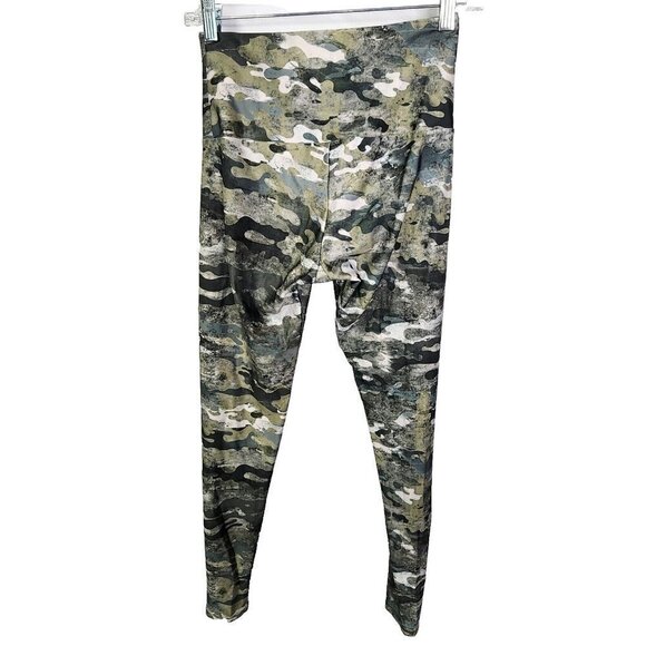 Onzie S/M Flow Slick Stretch Knit Camo Print Pull On Full Length Active Leggings - Picture 1 of 6